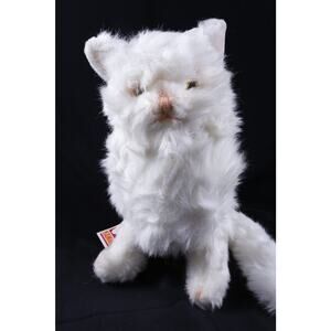 Kamar, Rare, Prototype, Sample, OOAK, hand made, White, Sitting, Cat, Long Fur,